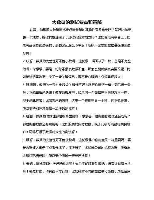 大数据的测试要点和策略