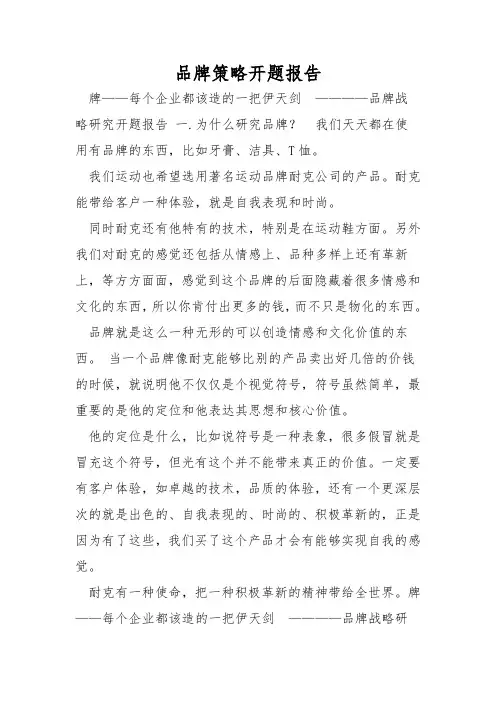 品牌策略开题报告