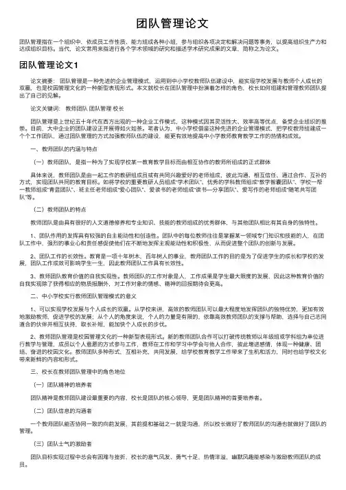团队管理论文