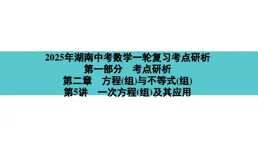 2025年湖南中考数学一轮复习考点研析第二章 方程(组)与不等式(组)第5讲 一次方程(组)及其应用