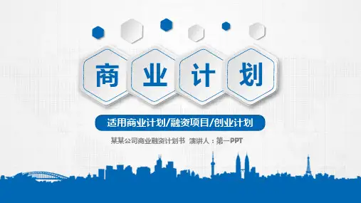 蓝色商业融资计划书模板PPT(27张)