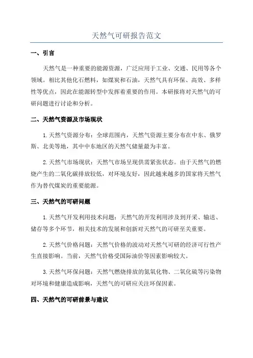天然气可研报告范文