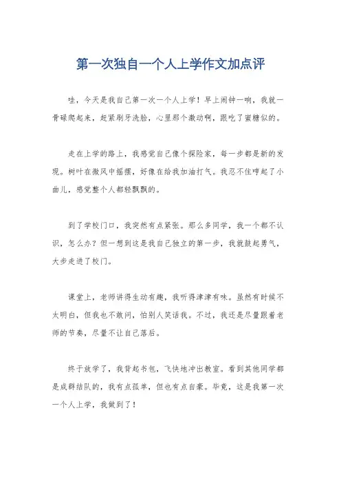 第一次独自一个人上学作文加点评