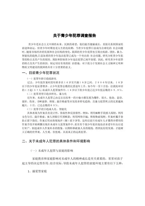 关于青少年犯罪调查报告