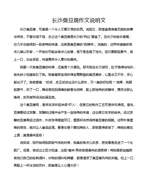 长沙臭豆腐作文说明文