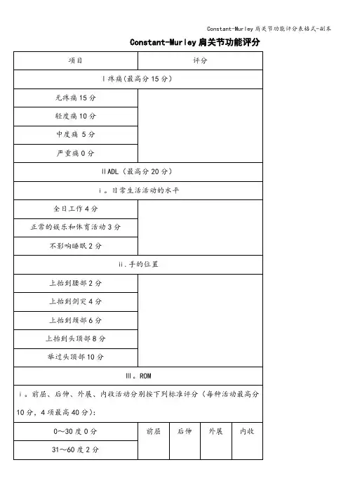 Constant-Murley肩关节功能评分表格式-副本
