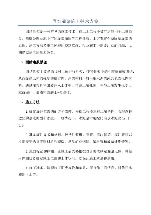 固结灌浆施工技术方案