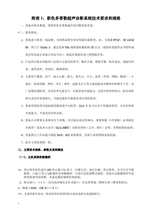 货物需求一览表及技术规格