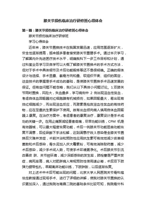 膝关节损伤临床治疗研修班心得体会