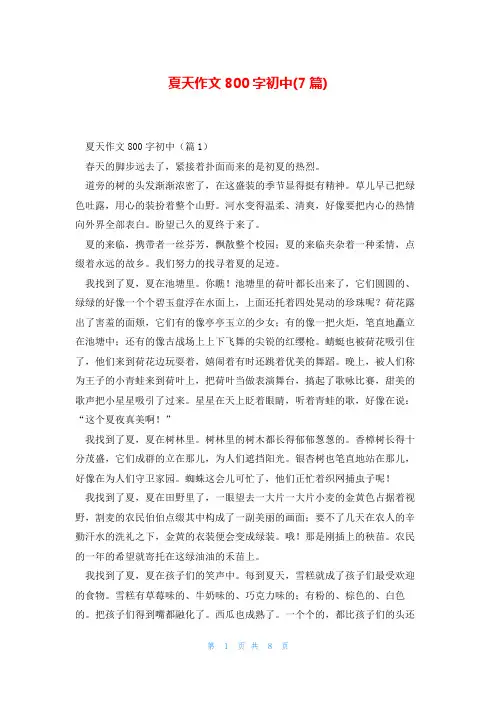 夏天作文800字初中(7篇)