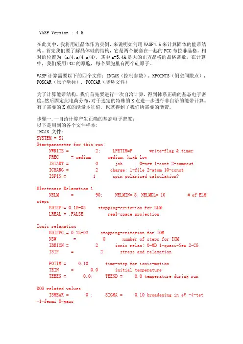 用VASP4.6计算晶体硅能带实例