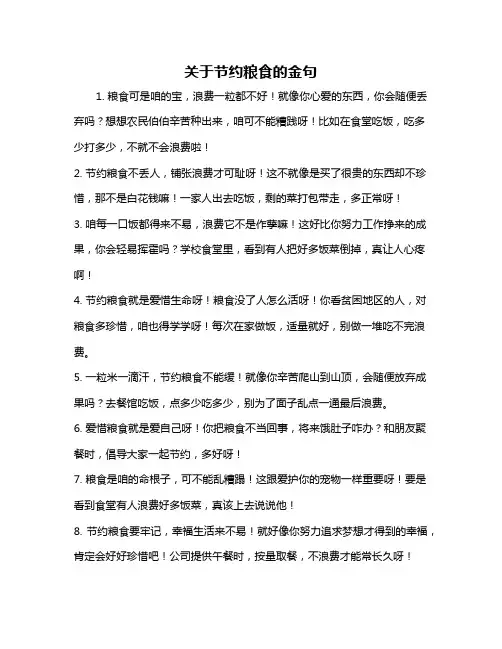 关于节约粮食的金句