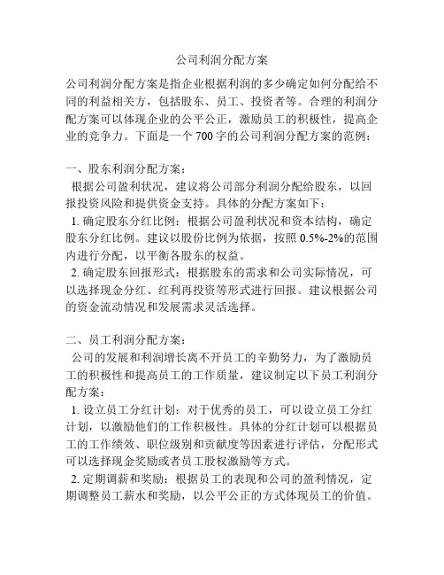 公司利润分配方案
