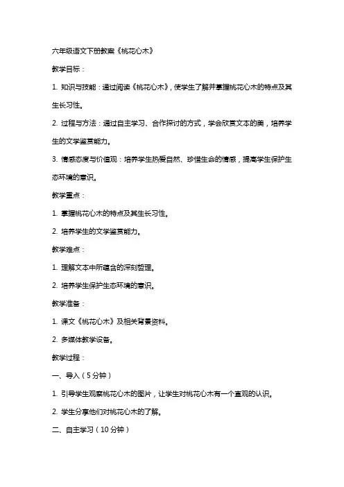 六年级语文下册教案桃花心木
