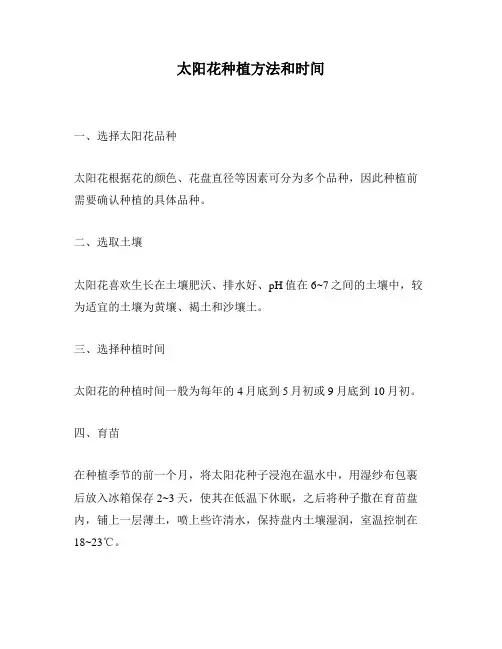 太阳花种植方法和时间