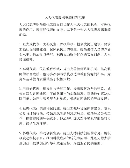 人大代表履职事迹材料汇编