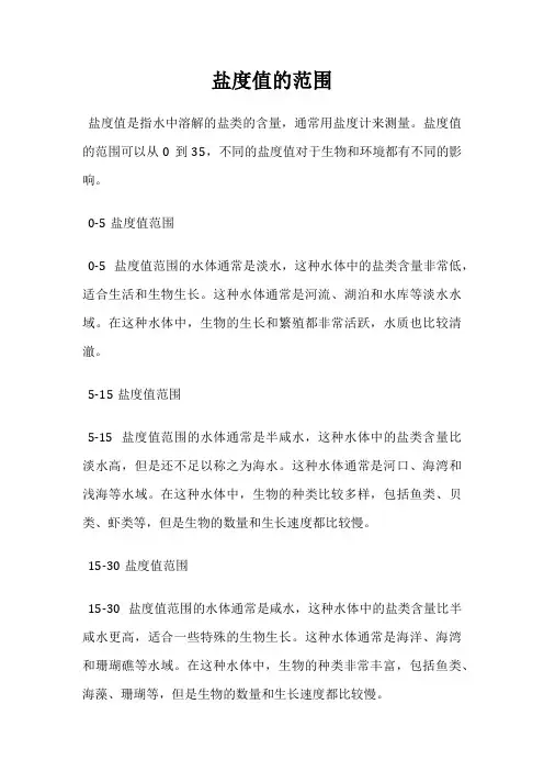 盐度值的范围
