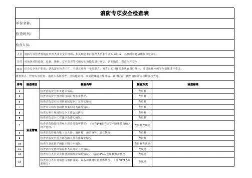 消防专项安全检查表