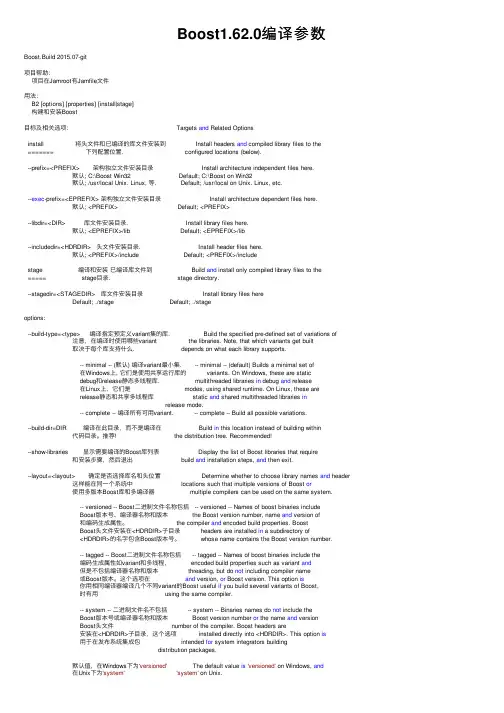 Boost1.62.0编译参数