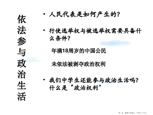 九年级政治-第六课《依法参与政治生活》课件-人教新课标版