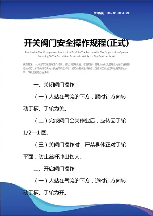 开关阀门安全操作规程(正式)