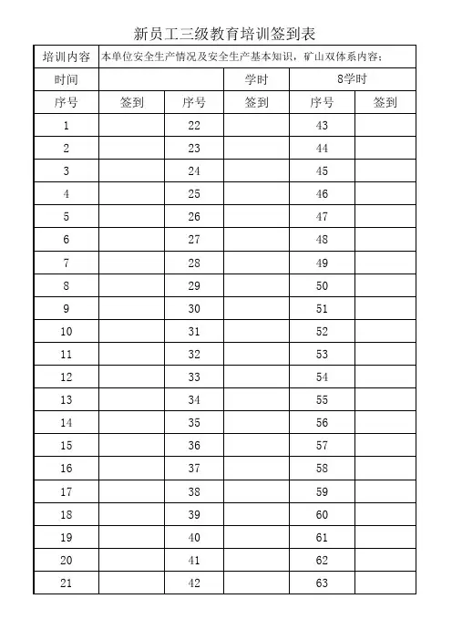 三级教育签到表