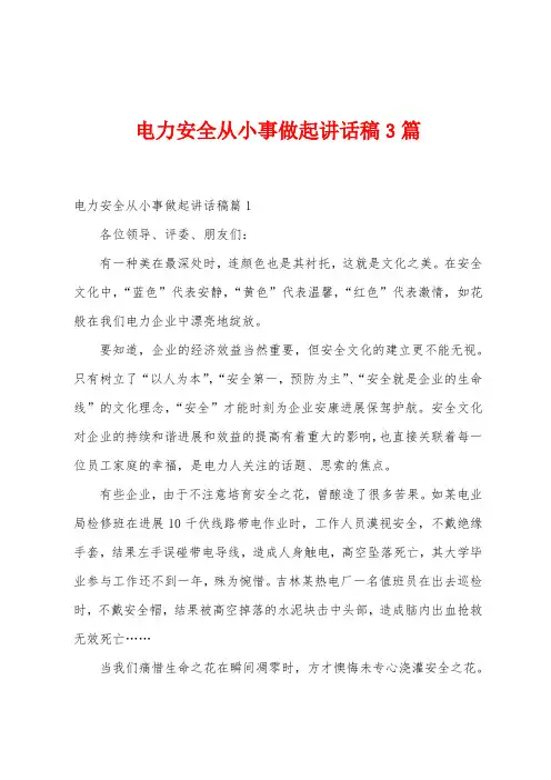 电力安全从小事做起讲话稿3篇