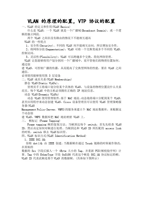 VLAN 的原理的配置,VTP 协议的配置