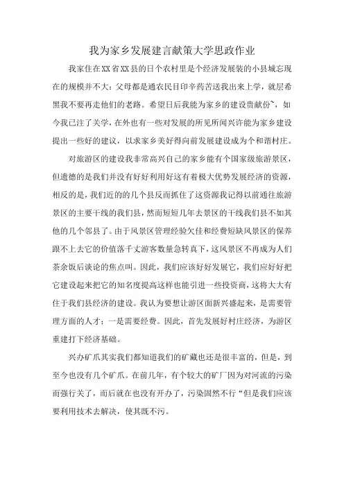 我为家乡发展建言献策大学思政作业