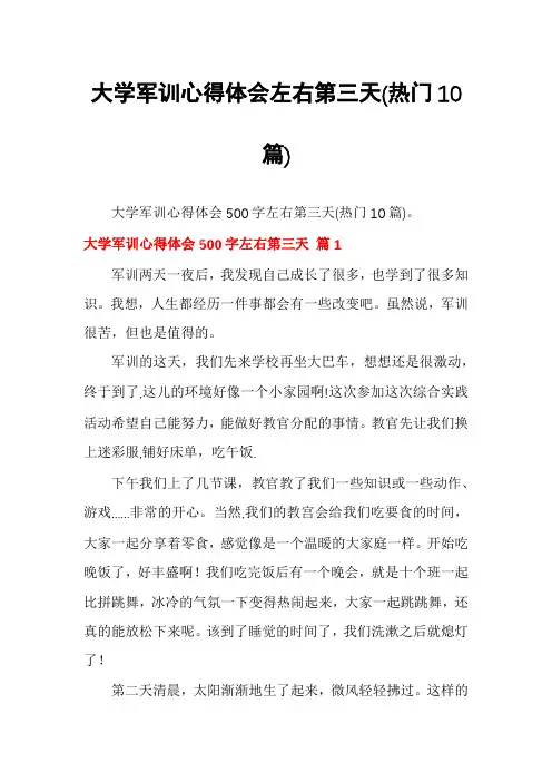 大学军训心得体会左右第三天(热门10篇)