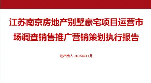 白银时代江苏南京房地产别墅豪宅项目运营市场调查销售推广营销策划执行报告