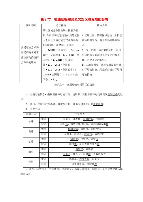 2020版高考地理复习区域产业活动第4节交通运输布局及其对区域发展的影响教学案
