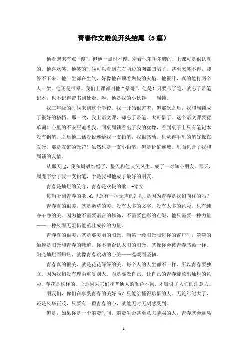 青春作文唯美开头结尾(5篇)