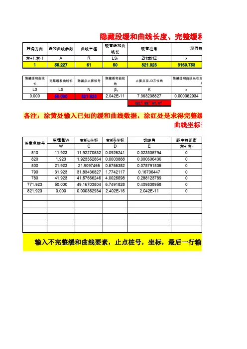 excel曲线坐标计算表格