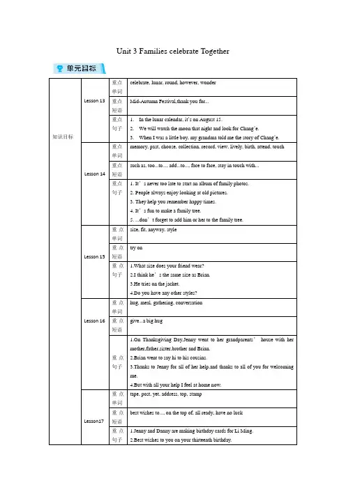 冀教版八年级英语上册教案Unit 3