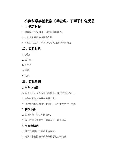 小班科学实验教案《哗啦啦,下雨了》含反思