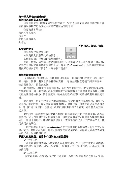 化工文献检索1-9章知识要点