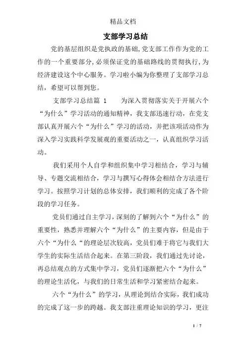 支部学习总结
