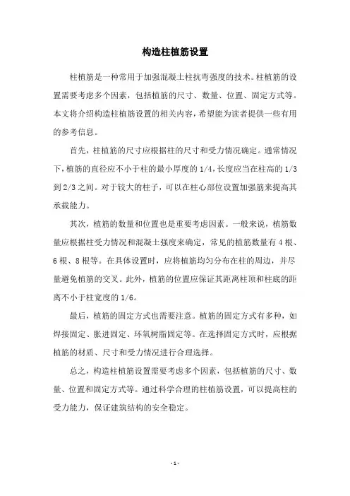 构造柱植筋设置