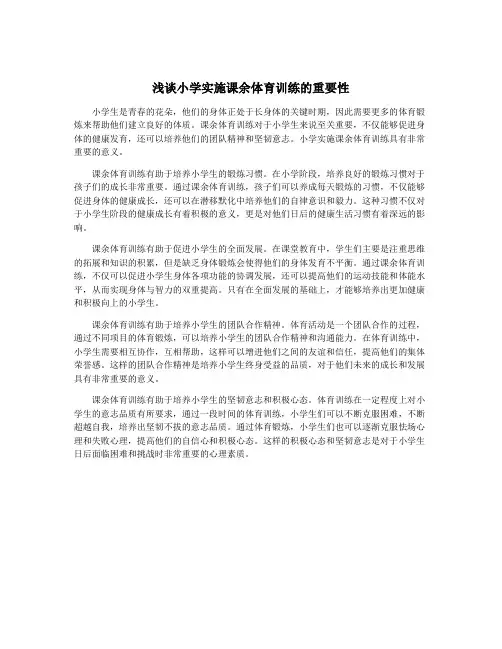 浅谈小学实施课余体育训练的重要性