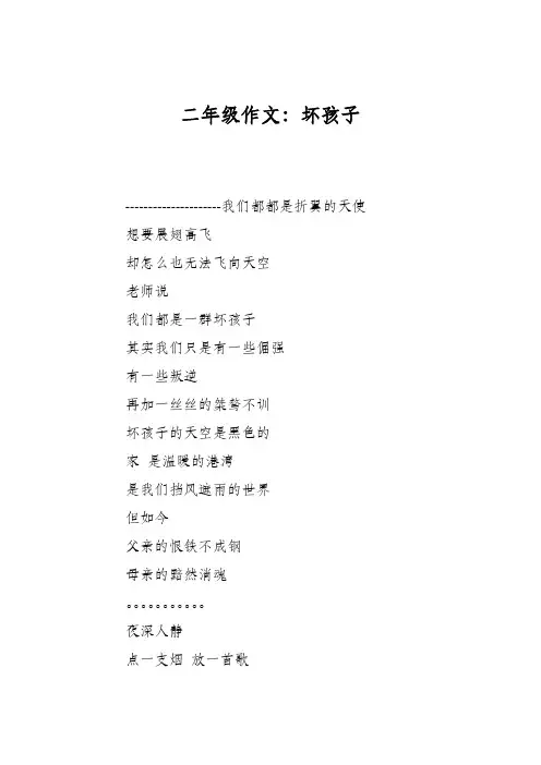二年级作文：坏孩子