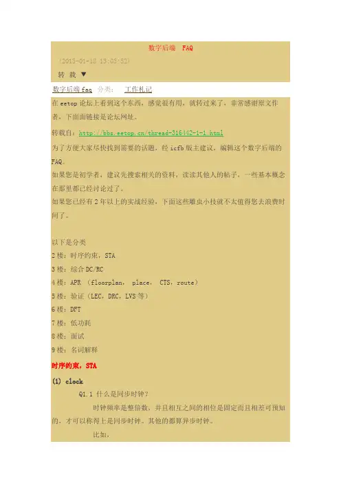 数字后端FAQ