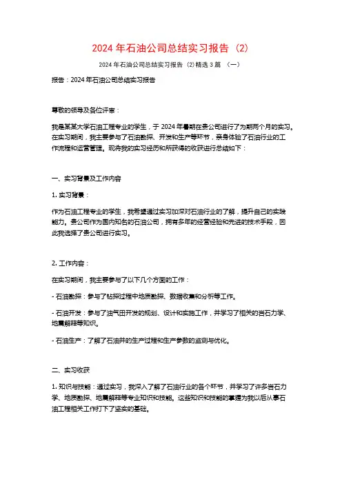 2024年石油公司总结实习报告3篇
