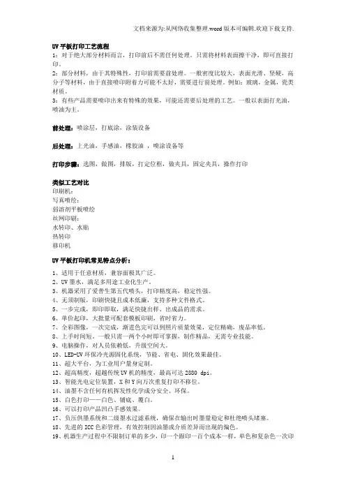 UV平板打印机工艺流程