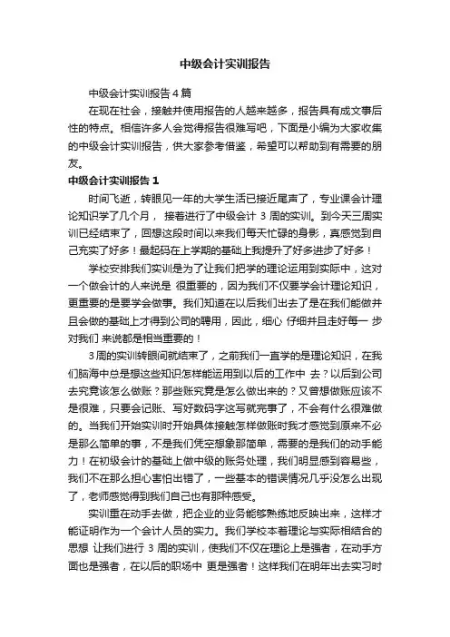 中级会计实训报告
