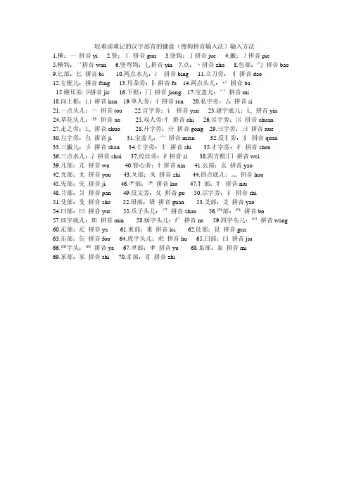 汉字部首的键盘输入方法(搜狗拼音输入法)