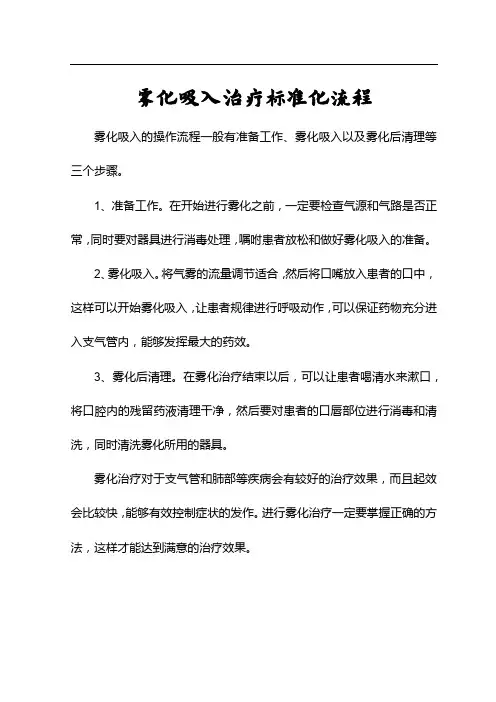 雾化吸入治疗标准化流程