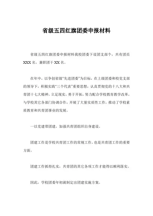省级五四红旗团委申报材料