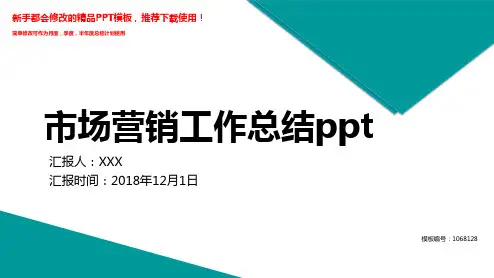 【2018年】市场营销工作总结ppt【通用PPT模板幻灯片】