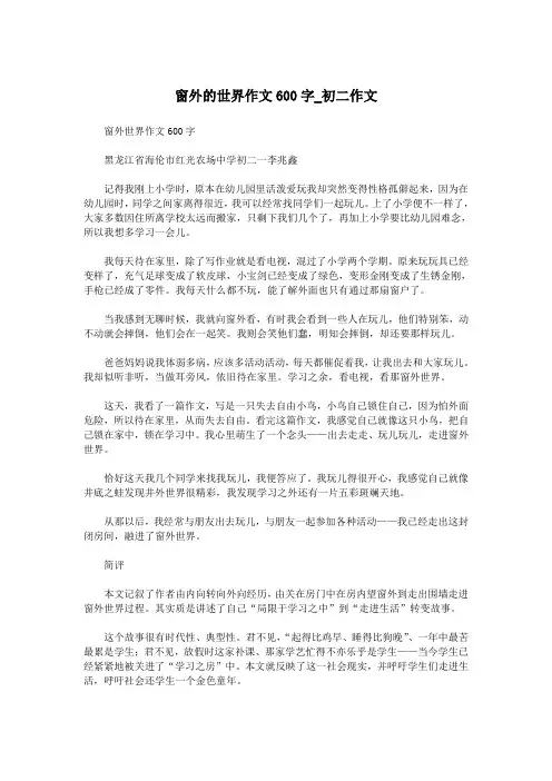 窗外的世界作文600字_初二作文.doc